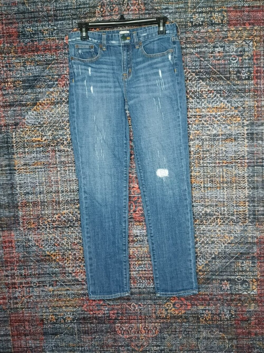 JCREW womens medium distressed rips stretch slim straight jeans 28x30 08410